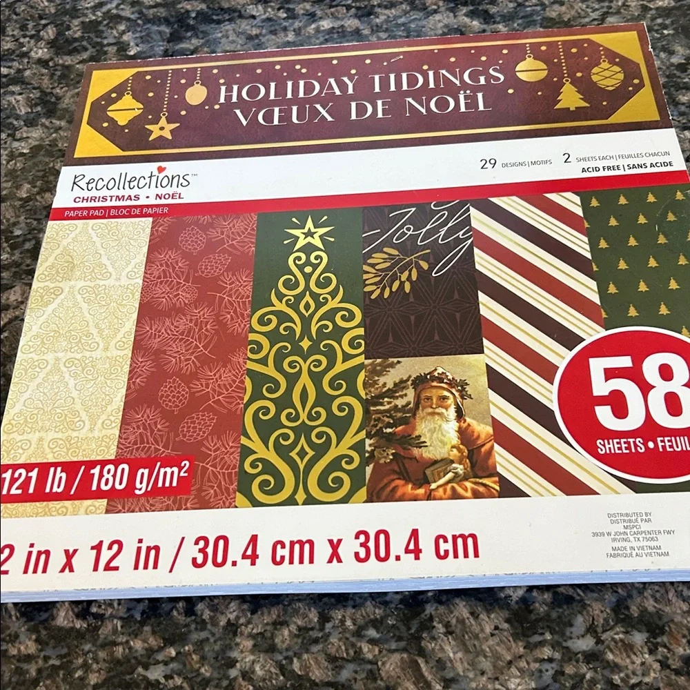 RECOLLECTIONS PAPER PAD FROSTED FAIRYTALE & HOLIDAY TIDINGS 12x 12LOT OF 2 NWT